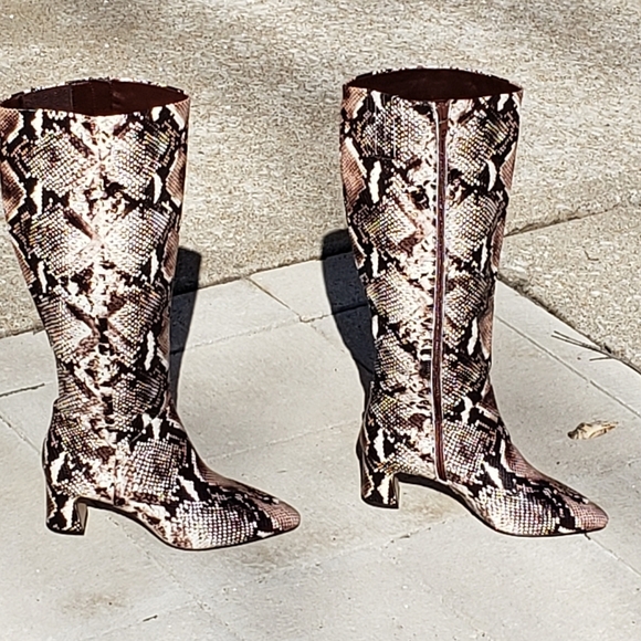 NEW Alex Marie Pamilla Python Snakeskin Leather Heeled Boots Reptile Spring - Picture 8 of 12